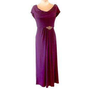 Eggplant Cowl Neck Formal Gown